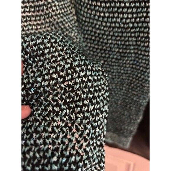 Milano Top Womens Size Medium Blue Black Sparkly Long Sleeve Knit Button Back - Picture 5 of 7